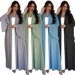 Abbigliamento etnico Donne aperte Kimono Abaya Cardigan Maxi Dress Turchia Arabo Kaftan Dubai Saudi Long Robe Islam Muslim Ramadan Jalabiya