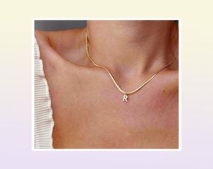 Lettera zircon intarsiata collana a ciondolo iniziale per donna catena d'oro graziosi ciondoli collier alfabeto collane di gioielli amici regalo8782602