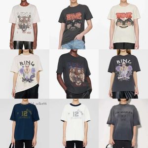 24ss lüks anines yaz moda tasarımcısı klasik pamuk t-shirt ab yeni niş kartal baskı tişört siyah kısa kollu tişört tasarım dinamik unisex bing 9065