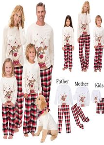 2021 julpyjamas set hjort tryck vuxna kvinnor barn matchande kläder xmas familj sömnkläder 2st set toppbyxor ch114314711