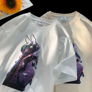 Pure Cotton Short Sleeved T-shirt for Male Middle School Students, Personalized Cyberpunk Style Half Sleeved Top D312-KD593-P25