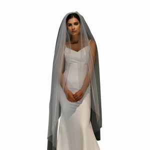 mmq m92 véu de casamento esbranquiçado com pente de pente branco de fios lisos da valsa de véu de noiva elegante de tule de tule macio accortos de casamento j7l7#