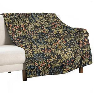 Cobertores Medieval Gótico Flores de fantasia Tapestry Floral Pattern Throw Blanket Hairy Warl Plaid no sofá