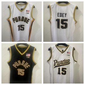 Purdue Boilermakers Basketbol Formaları 15 Zach Edey Beyaz Siyah Erkek Boyut Tüm Dikişli Formalar