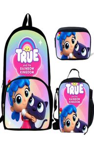 Okul Çantaları Buuleflyer çizgi film True ve Rainbow Kingdom 3pcsset Gençler için Sırt Çantası Malzemeleri Bookbag Lovely Satchel3637047