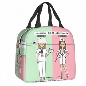 Enfermera en A Carto Doctor Nurse Pielęgniarka torba na lunch chłodne ciepłe izolowane pudełko na lunch dla dzieci w szkole Prace Food Picnic Bags n7or##