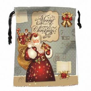 new Arrive Santa Claus Drawstring Bags Custom Storage Bags Printed gift bags More Size 18*22cm DIY your picture 58pl#