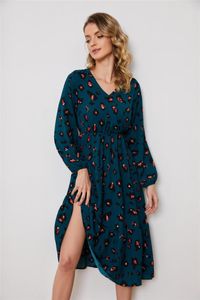 Casual Dresses Cross-Border Arrival Printed Elegant Bubble Long Sleeve Dress