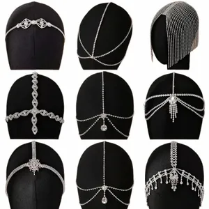 Novo Sier Rhineste Grab Handmade Chain Chain Bridal Wedding Head Hair Accories Presente de férias para namorada Jóias elegantes M1ve#