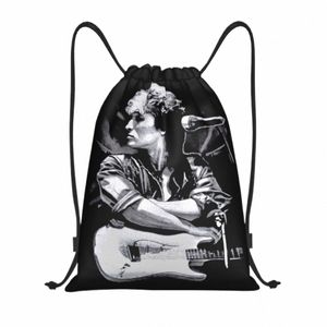 Anpassade Viktor Tsoi -gitarr dragkastpåsar för butiksyoga ryggsäckar kvinnor män rusian rock kino sports gym sackpack d3l7#