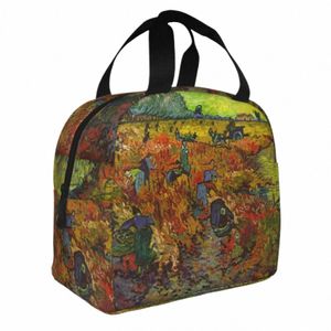 red Vineyards At Arles Insulated Lunch Bags Large Vincent Van Gogh Reusable Cooler Bag Tote Lunch Box Work Picnic Food Bag k8FF#