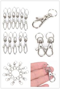 10pcslot Silver Metal Classic Key Chain DIY Bag Jewelry Ring Swivel Lobster Clasp Clips Key Hooks Keychain Split Ring Wholeales9690992