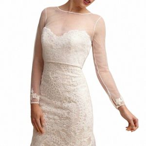 myyble 2024 nueva llegada Sheer Lace boda Bolero chal Simple manga larga nupcial encaje chaquetas accesorios de boda O2Iz#