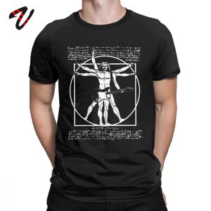 Kablar bomull tshirt vitruvian man som spelar gitarr män t shirt da vinci gitarrist leonardo artist tee shirt bästa tees idé kläder