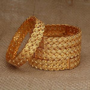 Bangle 4st 24k Bangles Etiopian Dubai Trendy for Women Arab African Gold Color Armband Jewelry Middle East Wedding Presents218s