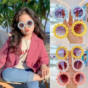 Hair Accessories Summer Children Cute Acrylic Flower Outdoor Sun Protection Sunglasses Baby Girls Classic Kids Boy UV400