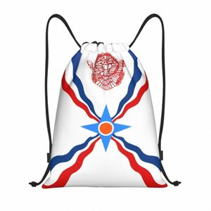 Assyrisk suryoyo flagga dragstring ryggsäck kvinnor män sport gym säckpack fällbar syrisk aram butik väska säck b5jo#