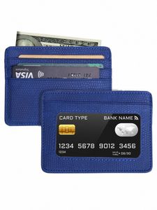 Minimalistyczny szczupły uchwyt na karty kredytowe z przezroczystym oknem identyfikacyjnym, mały portfel ze skóry dla kobiet mężczyzn i9qz#
