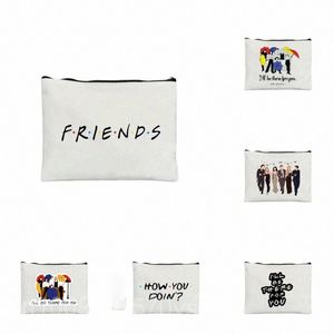 Friends TV Show Sacos de maquiagem impressos Bolsa de cosméticos com zíper para a garota casual Bolsa de higiene pessoal Bolsas de armazenamento de batedeira E2RO#