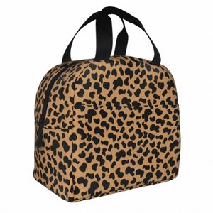 leopard Print Insulated Lunch Bag Thermal Bag Reusable Animal Skin Texture Leakproof Tote Lunch Box Food Handbags Office Outdoor h0Kf#