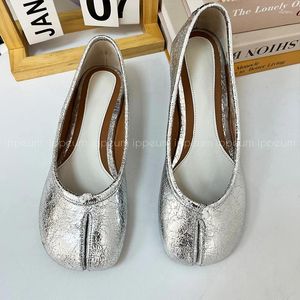 Casual Shoes ippeum tabis Silber Hochzeit Braut Flach Ballett Plus Größe 44 Mary Janes Slipper Tabi Ninja