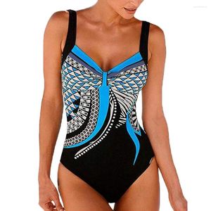 Kvinnors badkläder Kvinnor Summer Backless Sexy Print One-Piece Baddräkter Beachwear Siamese Swimsuit Bikini Set Push Up Monokini Bathing Suit