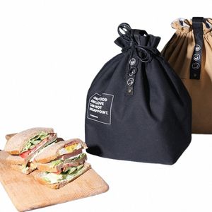 letter Canvas Thermal Insulated Large Capacity Korean Lunch Bag Lunch Storage Handbags Fresh Cooler Bags Tote Food Ctainer I6fE#