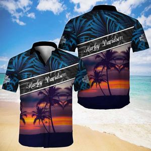 Мужские повседневные рубашки New Hawaii Summer Creative Landscape Painting Cuban Cuban Plus Size Plaightwear Улицевая одежда Улица 24416