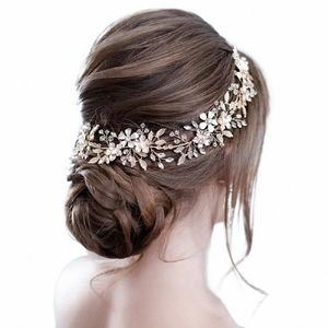 Hot Selling Leaves Fanda da cabeça Gold Bridal Wedding Dr Accorors Hairband Bride Accorors E8XP#