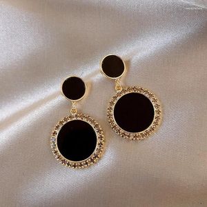 Stud Earrings Korean Black Round Rhinestone Drop Earring For Women Shining Geometric Square Star Wedding Party Exquisite Jewelry Gift