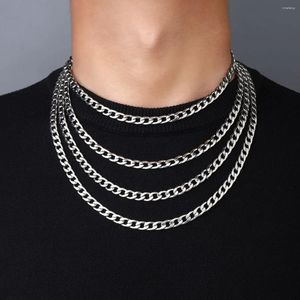 Kedjor trendiga hiphop rostfritt stål 7mm bredd kuba länk tjockt halsband för män kvinnor smycken tillbehör aldrig litar på