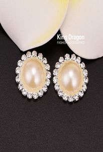 Crystal Rhinestone Pearl Button Used On Invitation Card 20MM Flat Back Silver Color 20pcslot KD899773611