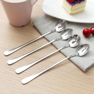 Spoons 1PCS Tea Long Handle Ice Cream Dessert Sundae Kitchen Cutlery Drinking Tableware Stainless Steel Coffee