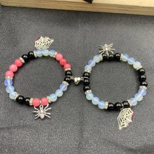 Link Bracelets Bohemian Natural Stone Beads Strand Fashion Magnetic Spider Charm For Women Men Couple Friendship Jewelry