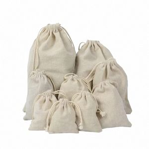 beige Cott Linen Drawstring Bags Multiple Sizes Coin Mey Card Holder Gift Jewellery Bags Cosmetic Travel Wing Storage Bag j5zw#