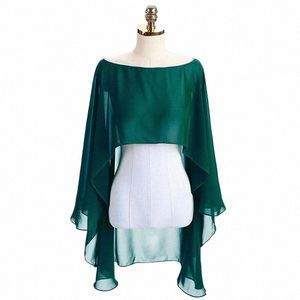 Green LG Chiff Cape Shawl Jaqueta de Casamento Mulheres de ombros Bolero envolve preto de branco vermelho Etole Mariage Bolero 2022 T7YH#