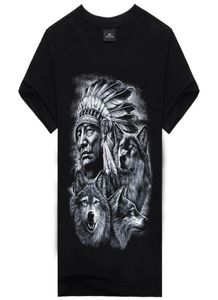 3D Wolf T Shirt Mens Brand 3D Indianie Wolf Print T koszule bawełniane wilki męskie tshirt casual man tees mens tops2046852