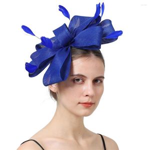 ベレー帽の模倣ウェディングブライド帽子のフォーマルドレスカジットディナー魅力的なヘアアクセサリー派手な羽毛ヘッドドレス