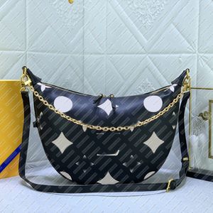 Lüks Tasarımcı Döngü Çantası Crossbody Bag Kruvasan Omuz Hobo Çanta Tasarımcı Omuz Çantası Kozmetik Yarım Ay Baget Under Emblbag Metal Zincir Koleksiyonu