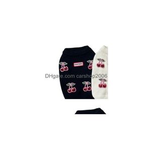 犬のアパレルデザイナーペットセーター3Dピンクチェリー刺繍文字ロゴ猫ニットシュナウザー西ハイランドホワイト服ドロップデリブDHTE8