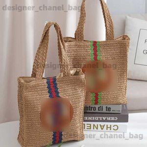 Totes Bolsa de ombro da moda Bolsa de praia portátil de grande capacidade Celebridade da Internet tecida Bolsa feminina Bolsa tecida Bagagem feminina T240416