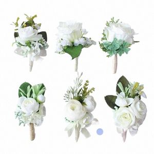 Corsage Homem Casamento Boutniere Boutniere White Bridal Corsage Corsage Bridesmaid Groomsmen Party Meeting Persal