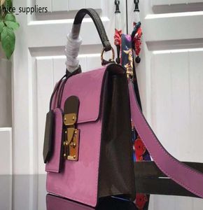 Весенняя улица бледно -розовая сумочка металлизировала настоящие кожаные сумки на плече, крос, шикарный кошелек для девочек, кошелек с замком, близок к Lock5905689