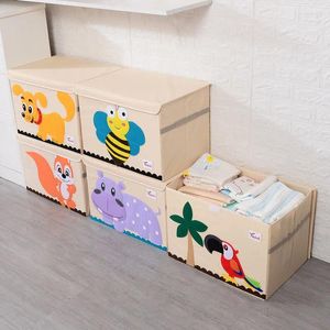 Storage Bags Children's Fabric Toy Bins Foldable Oxford Cloth Cube Box For Kids Room Tidy Organizer With Lid Kid Gifts