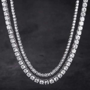 맞춤형 힙합 아이스 22 24 인치 Real S Sier 10K 14K Gold Ice out 3mm Moissanite Diamond Tennis Link Chain Necklace