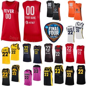 레이디 인디애나 열 농구 22 Caitl Clark 여성 FA Four Jersey 2024 College Iowa Hawkeyes 45 Hannah Stuelke 3 Sydney Affolter 1 Molly Davis 20 Kate