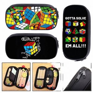 Magic Cube Math Formula Print Cosmetic Case Pencil Bag Student Pen Statsväska Geek Pencil Box School Supplies Gift C3ZJ#