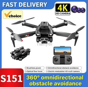 Drones s151 Aerial Drone Foldable Mini Three-Camera Four-Axis Folding Remote Control Aircraft Brushless Powered Aircraft Childrens Toy 240416