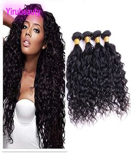 Indian Raw Human Hair Extensions 4 Bundles Water Wave Virgin Hair Water Wave Bundles Wet And Wavy Indian Natural Color4325067