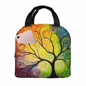 rainbow Tree of Life Lunch Bag Adult Tote Bag Reusable Lunch Box Ctainer For Women Men School Office Work e83K#